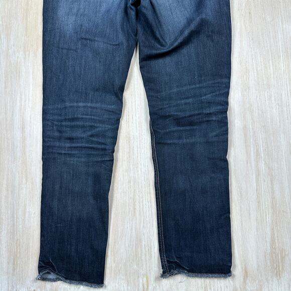 American Eagle Tomgirl Distressed Raw Hem Dark Wash Super Stretch Denim Jeans 6 - Picture 13 of 15